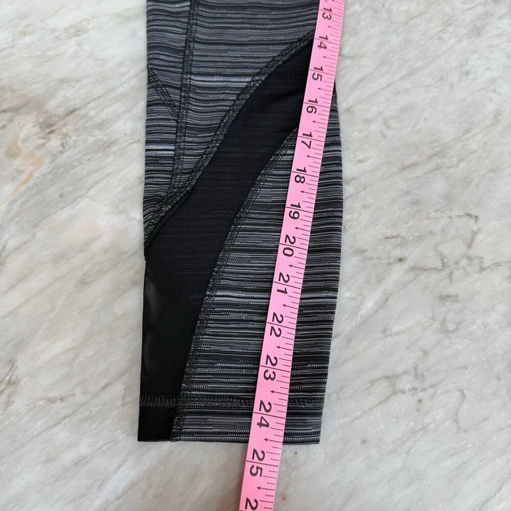 Lululemon Inspire Tight II leggings black/white striped pattern mesh detail sz 4 - Picture 6 of 8
